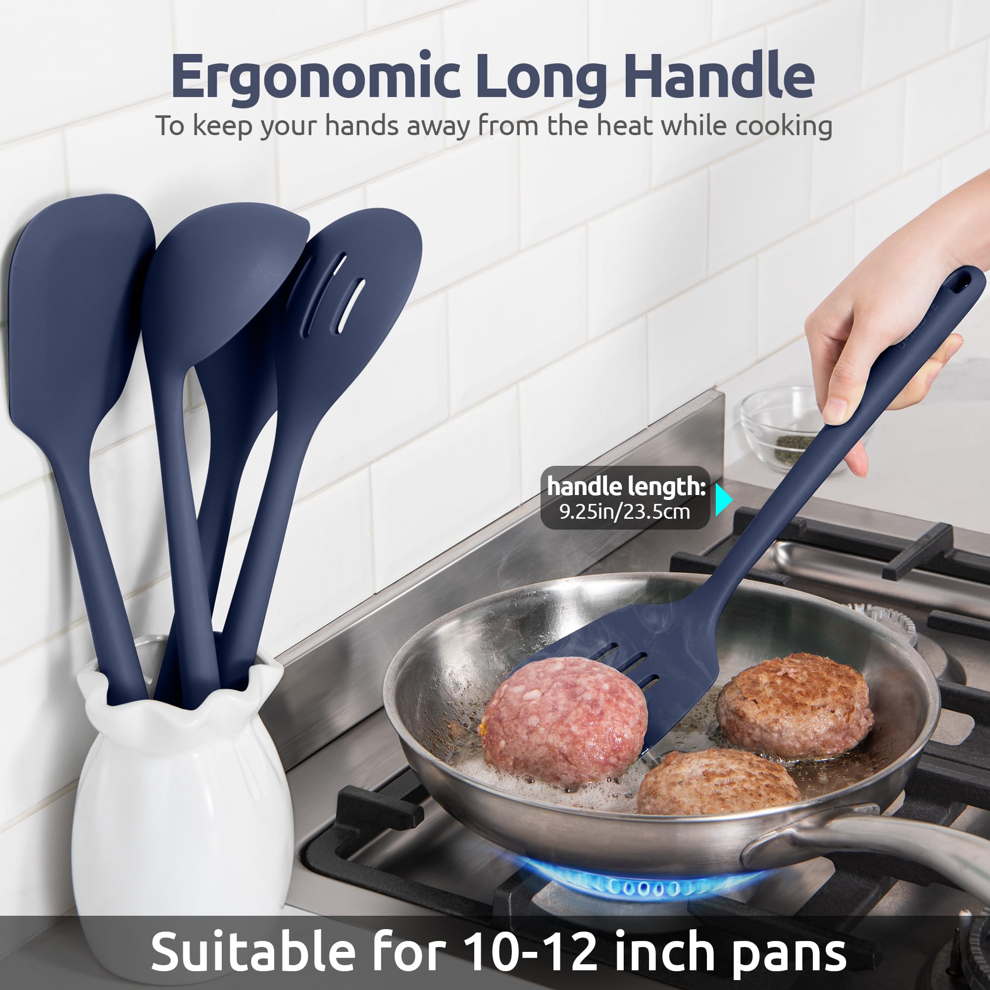 U-Taste silicone utensil set long-handle design for safer cooking.