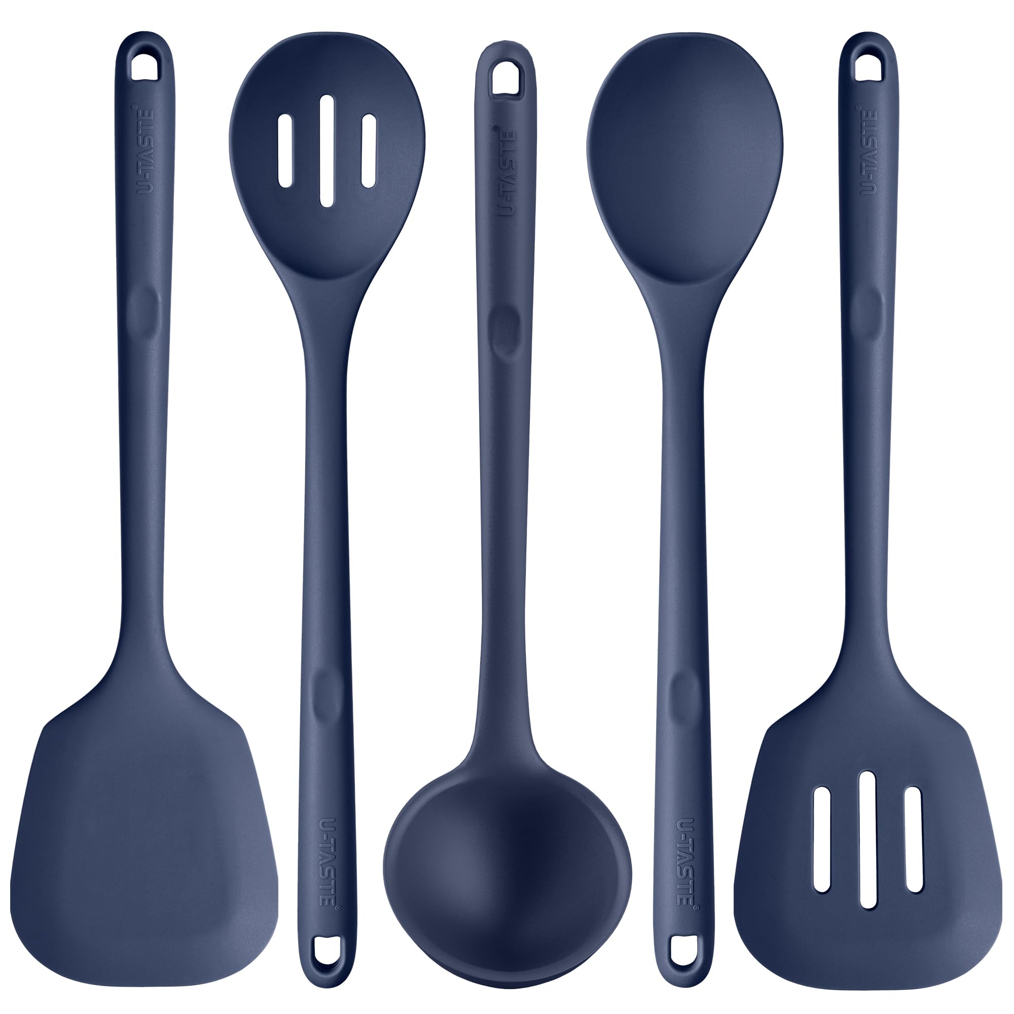 U-Taste silicone utensil set spatula with non-scratch tip for non-stick pans.