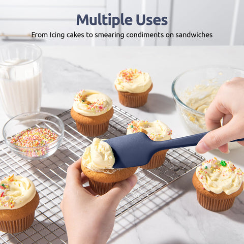 U-Taste rubberized grip spatula handles for comfortable stirring.