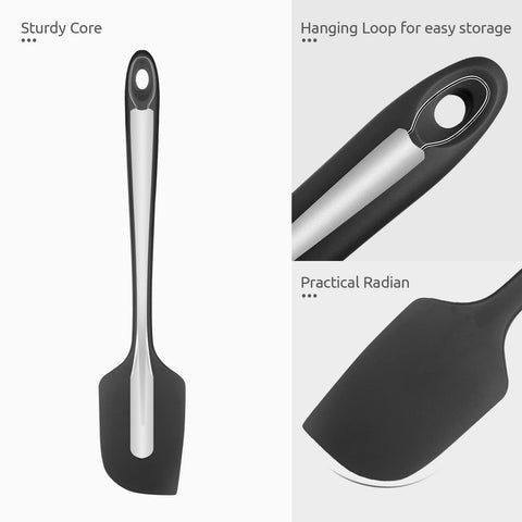 U-Taste upgraded-core spatula has a stiff handle for controlled mixing.