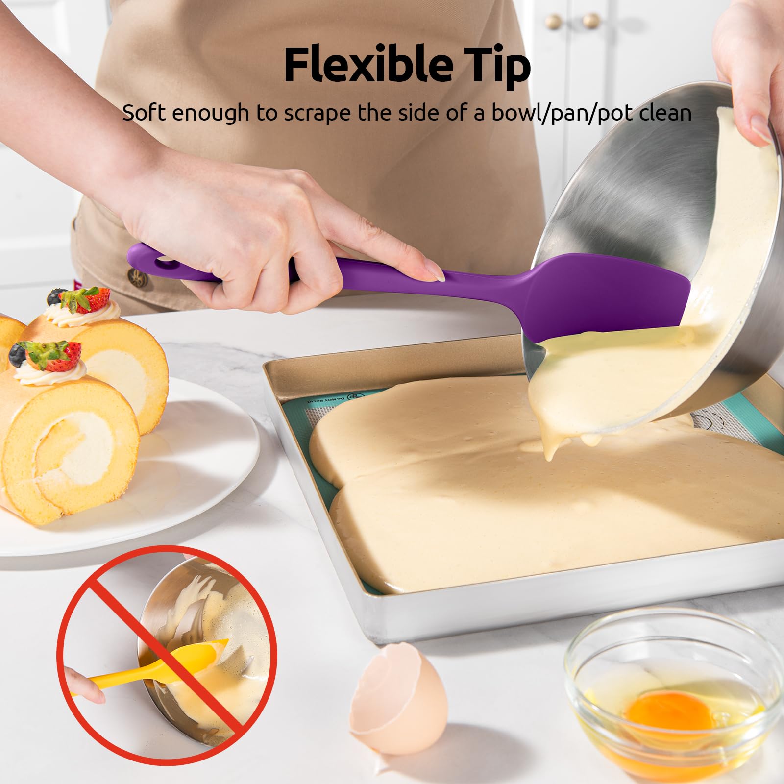 U-Taste upgraded-core spatula maintains shape with a sturdy, non-bending design.