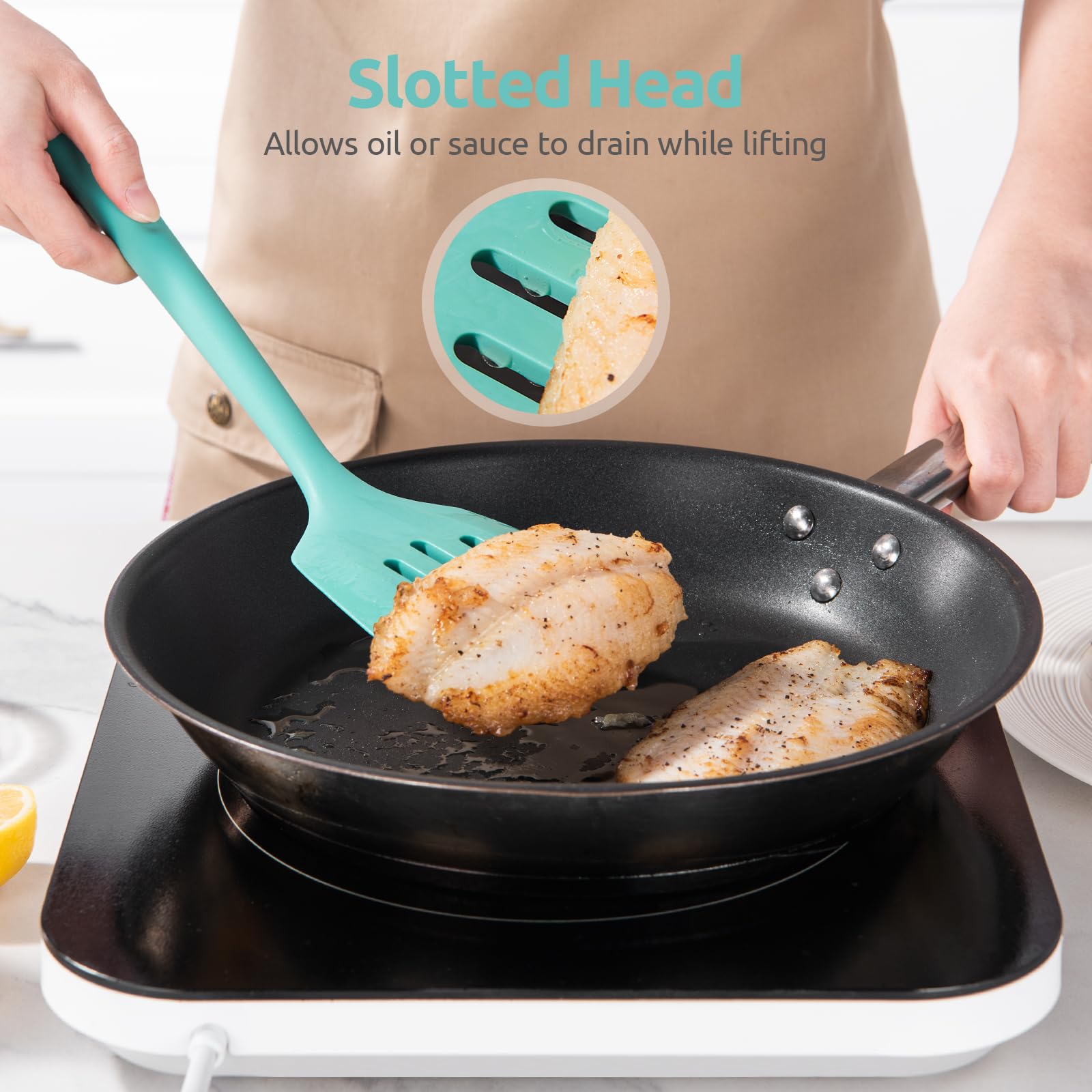 U-Taste 13.6-inch long handle keeps hands away from heat.