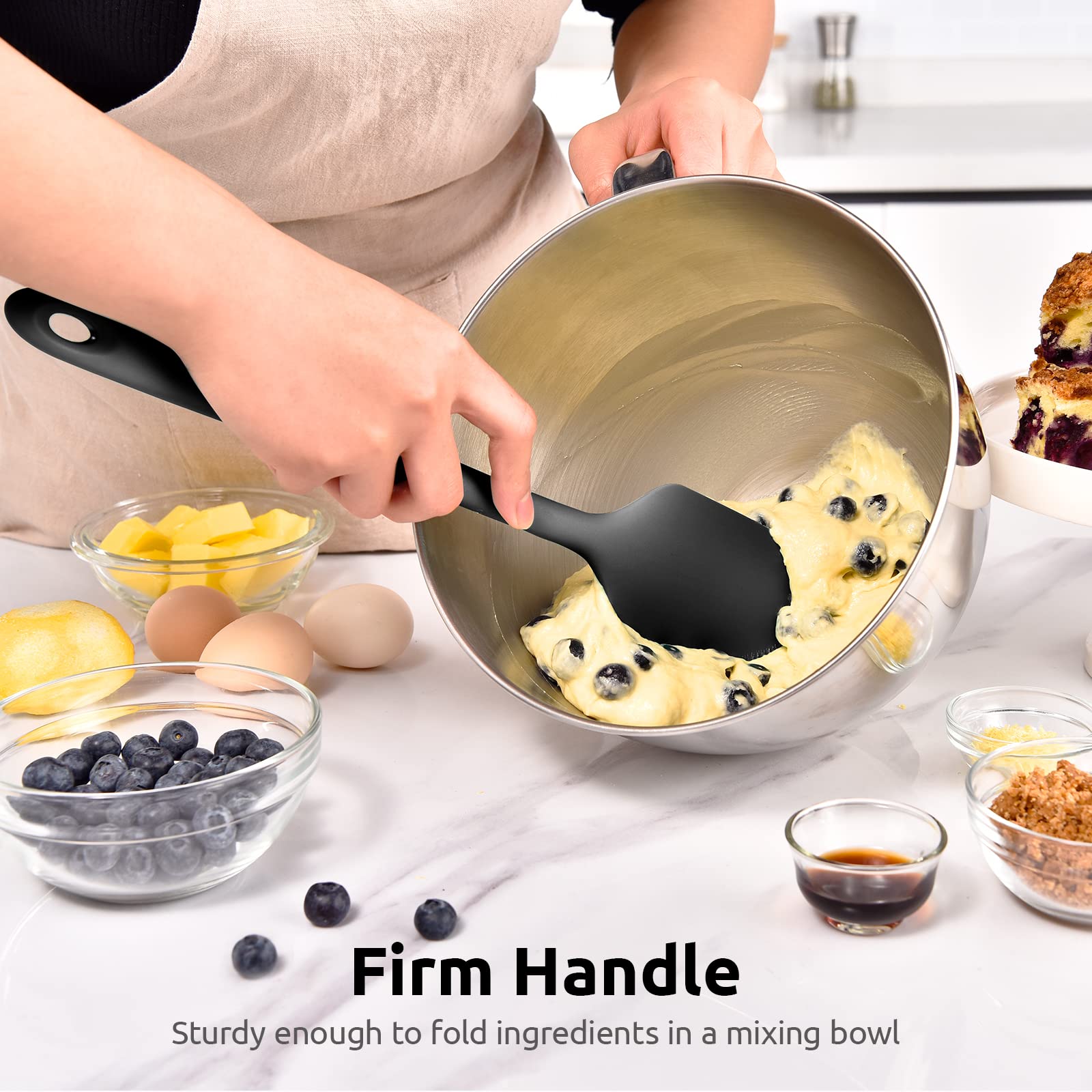 U-Taste wide spatula scrapes sides of bowls with ease.