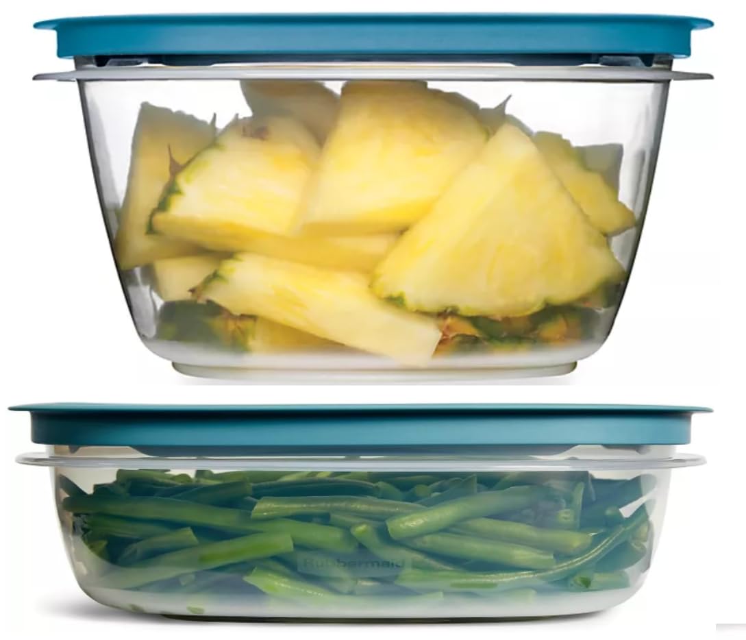 Utensilux flex-seal lids secure leaks on teal 9-14 cup containers.