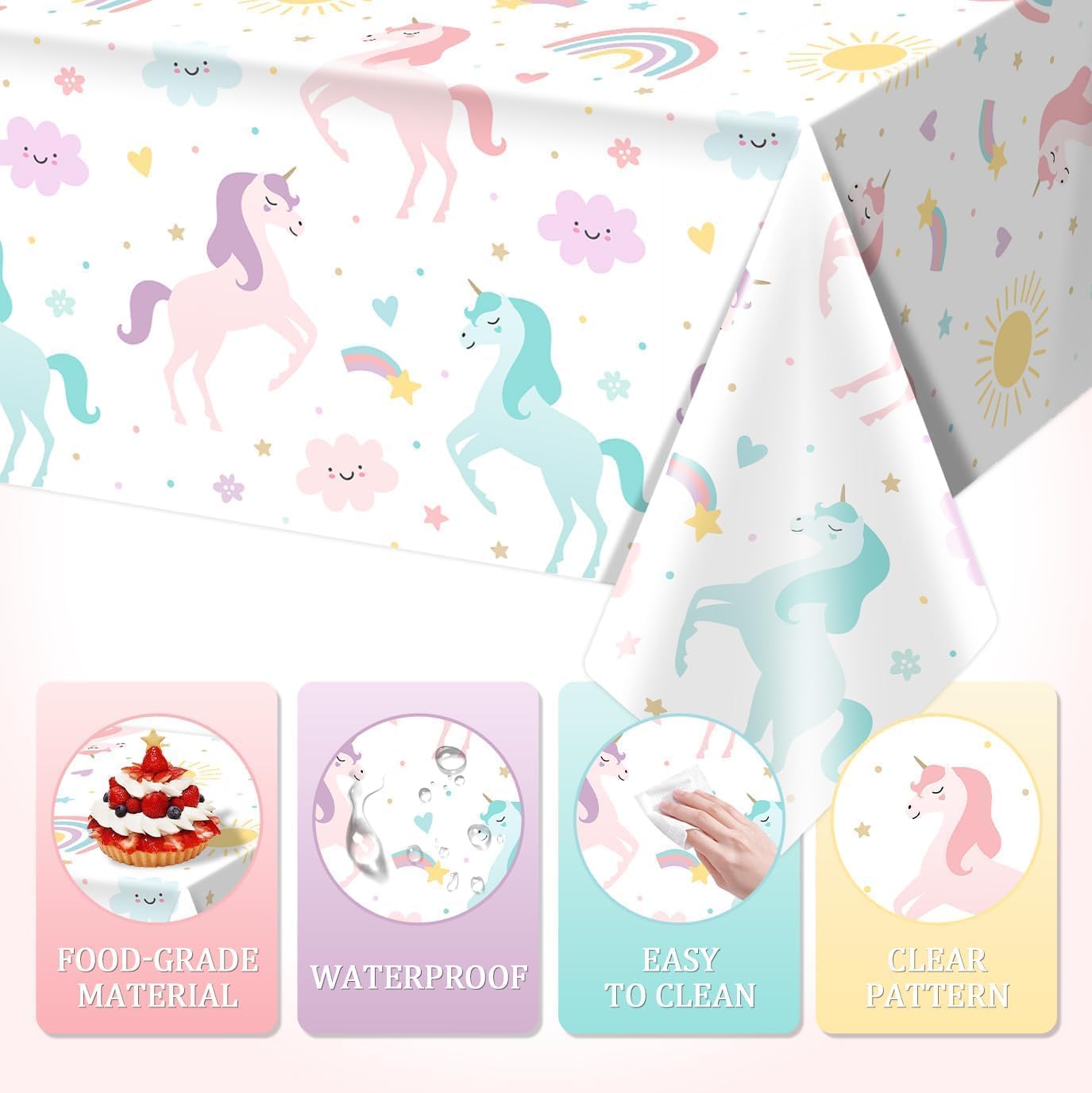 Utolily colorful rainbow pattern highlights festive table setup.