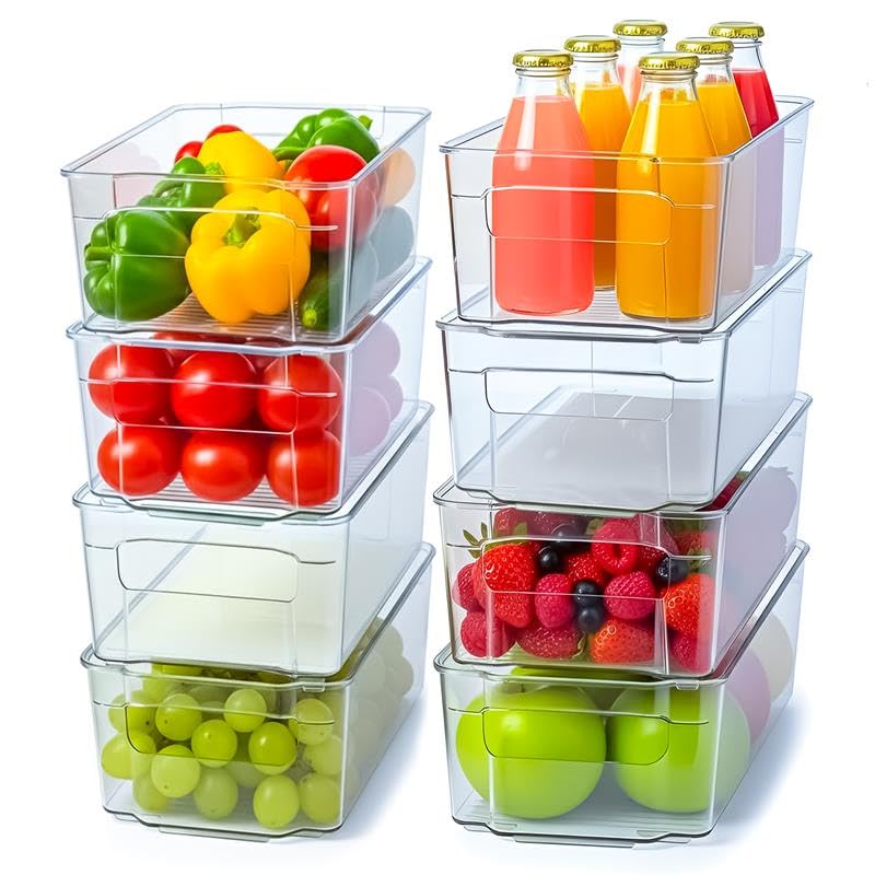Utopia Home fridge organizer bin 8-pack front view improves visibility and quick access
