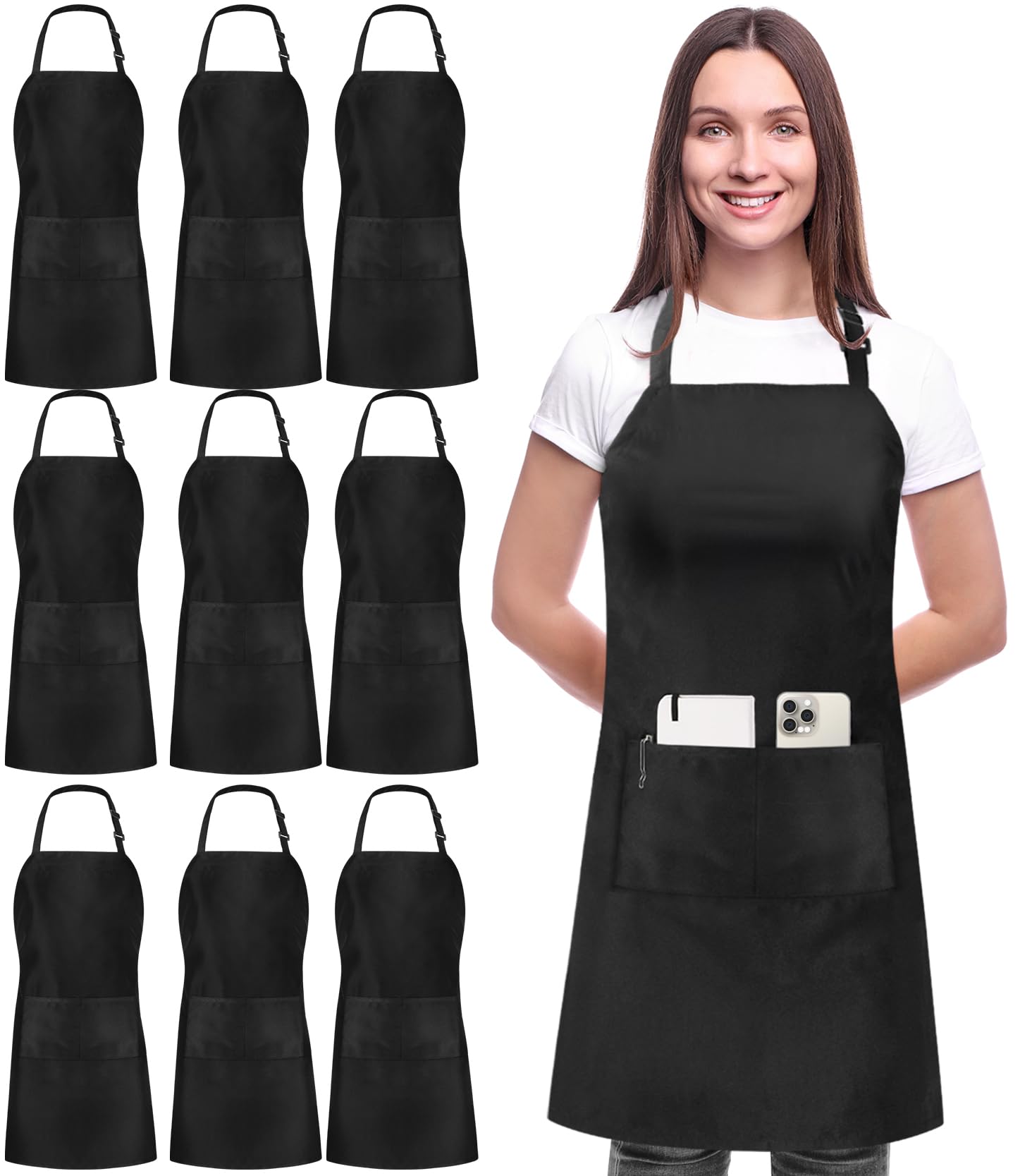 Utopia Kitchen 10-pack bib apron displaying durable fabric for daily cooking tasks.