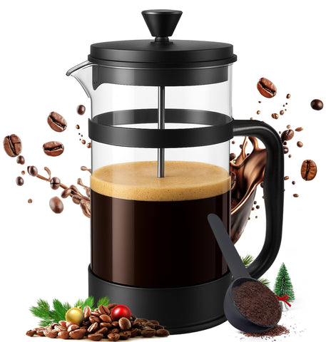 Utopia Kitchen borosilicate glass French press beaker highlights clarity of coffee flavors