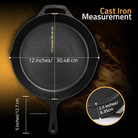 Close-up of Utopia Kitchen 12-inch skillet handle for a sturdy grip.