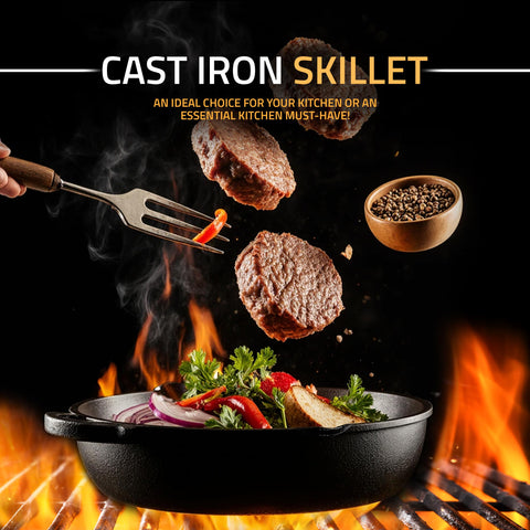 Utopia Kitchen skillet on grill for outdoor seared meals.
