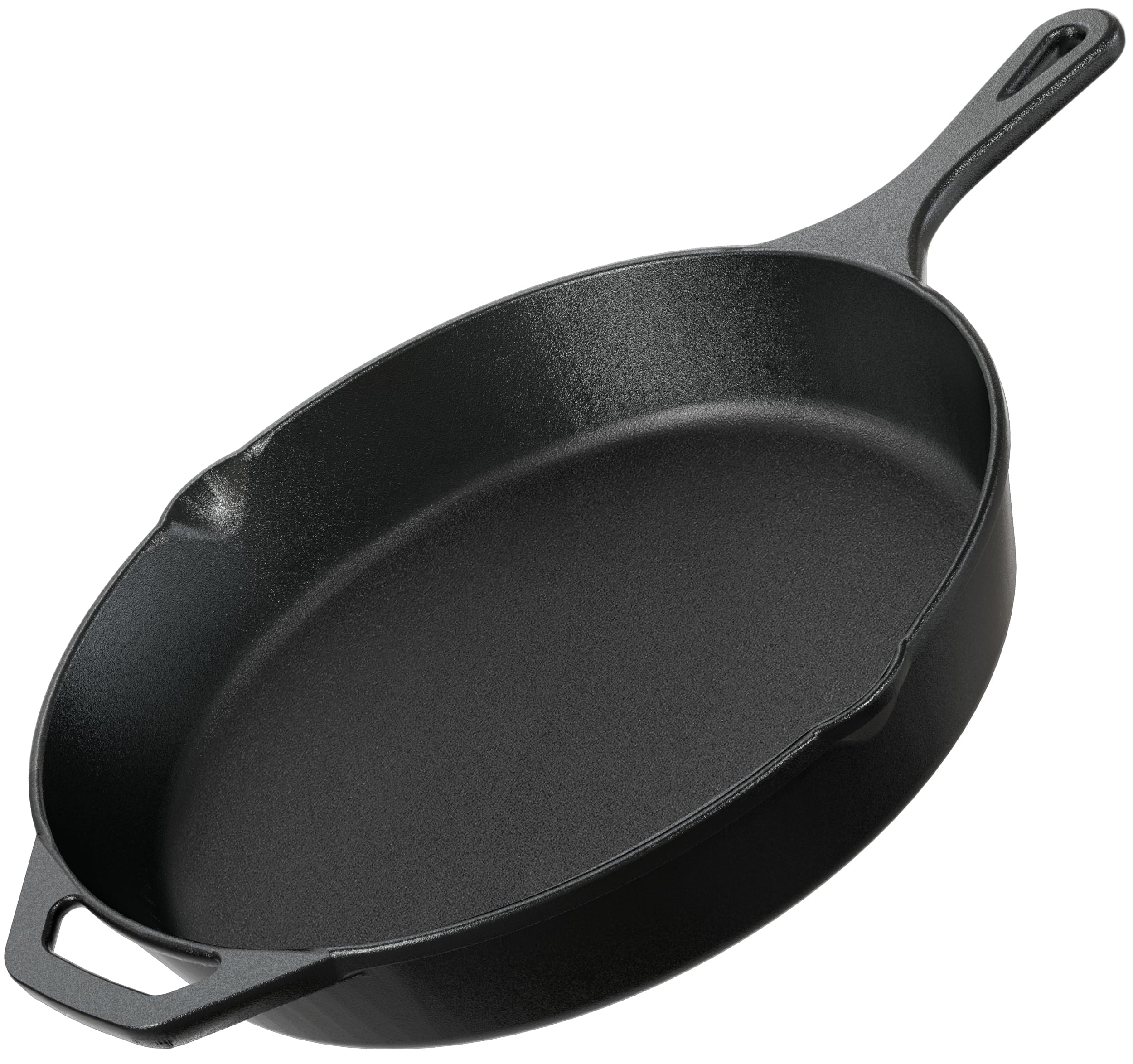Utopia Kitchen cast iron skillet 12-inch top view for even heating.