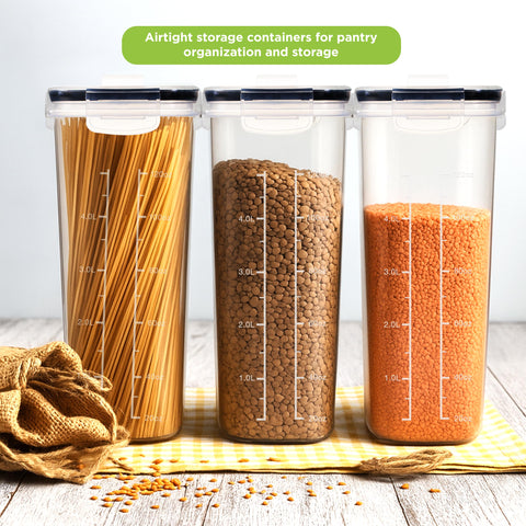 Utopia Kitchen cereal containers with leakproof lid to keep contents fresh.
