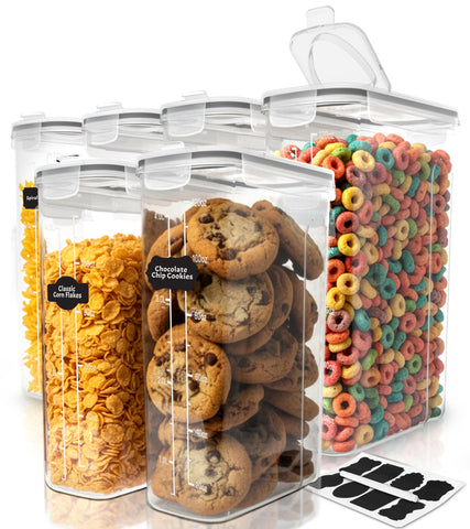 Utopia Kitchen cereal containers set with six 4L units for a neatly organized pantry