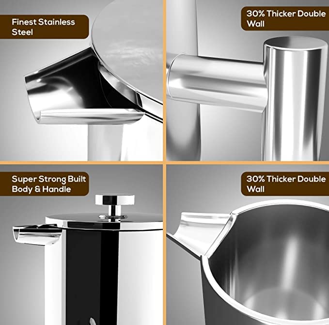 Dishwasher-safe French press simplifies cleanup after meals and gatherings.