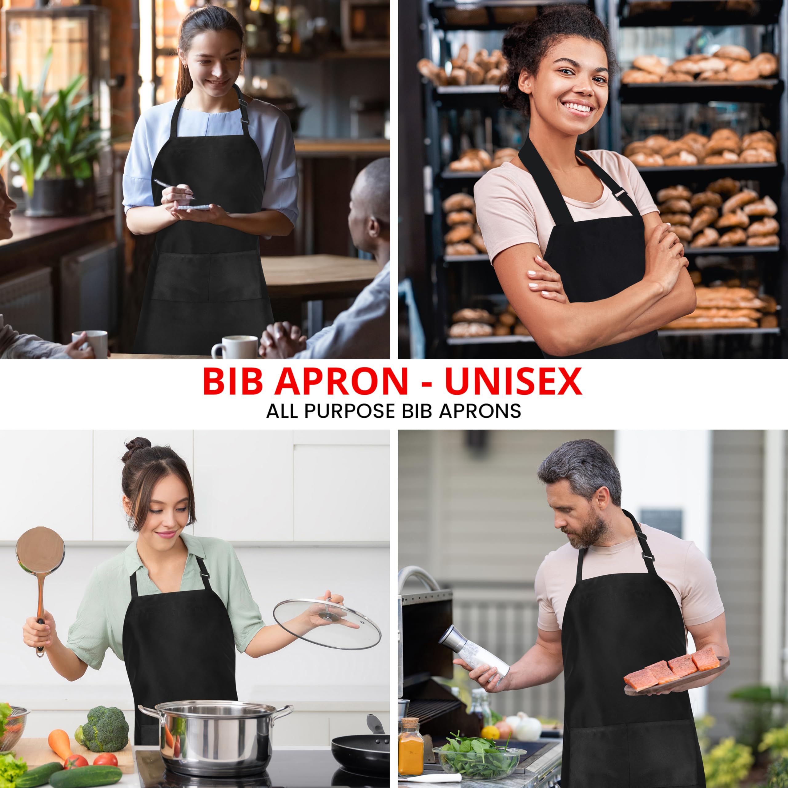 Utopia Kitchen machine-washable aprons simplify cleanup after cooking sessions.
