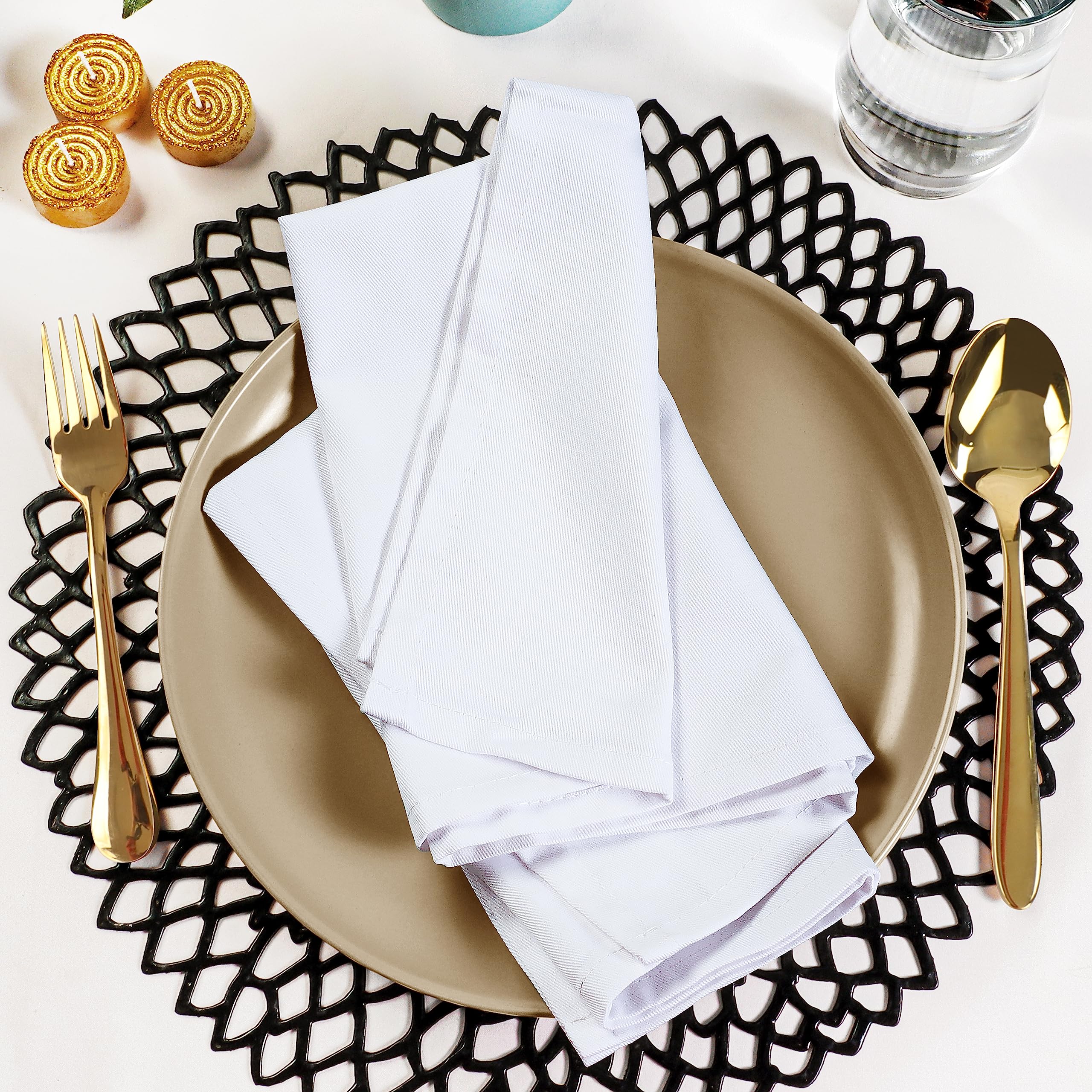 Utopia Kitchen napkins stacked to show generous 12-pack value.