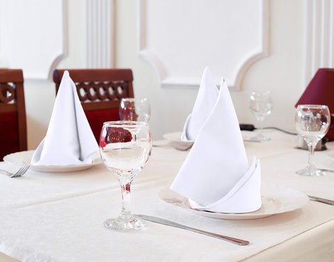 Utopia Kitchen napkins close-up showing crisp hem and durable stitching.