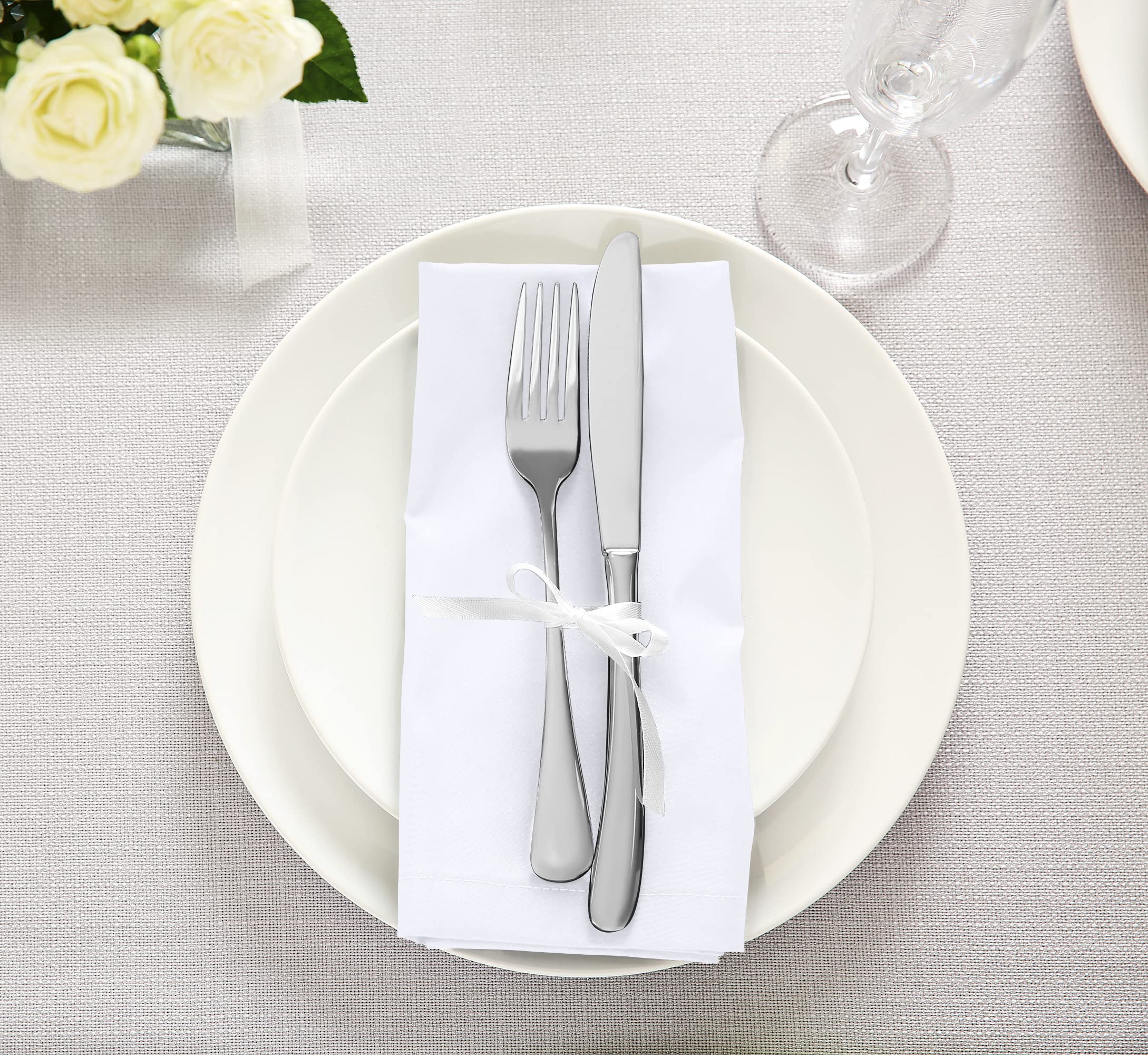 Utopia Kitchen napkins in restaurant setting highlighting hotel-quality fabric.