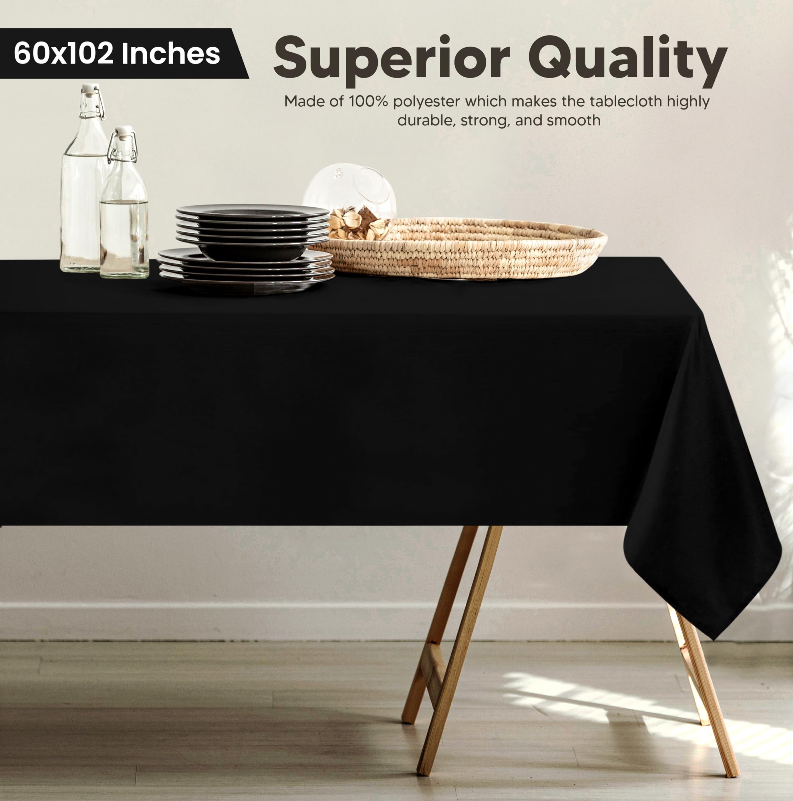 Utopia Kitchen rectangle table cloth over a dining setup for a polished look.