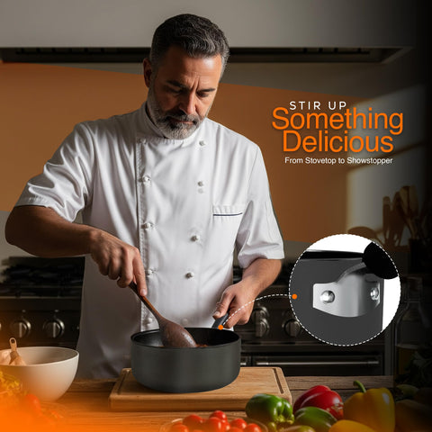 Utopia Kitchen saucepan set with lids supports versatile meals in small kitchens.
