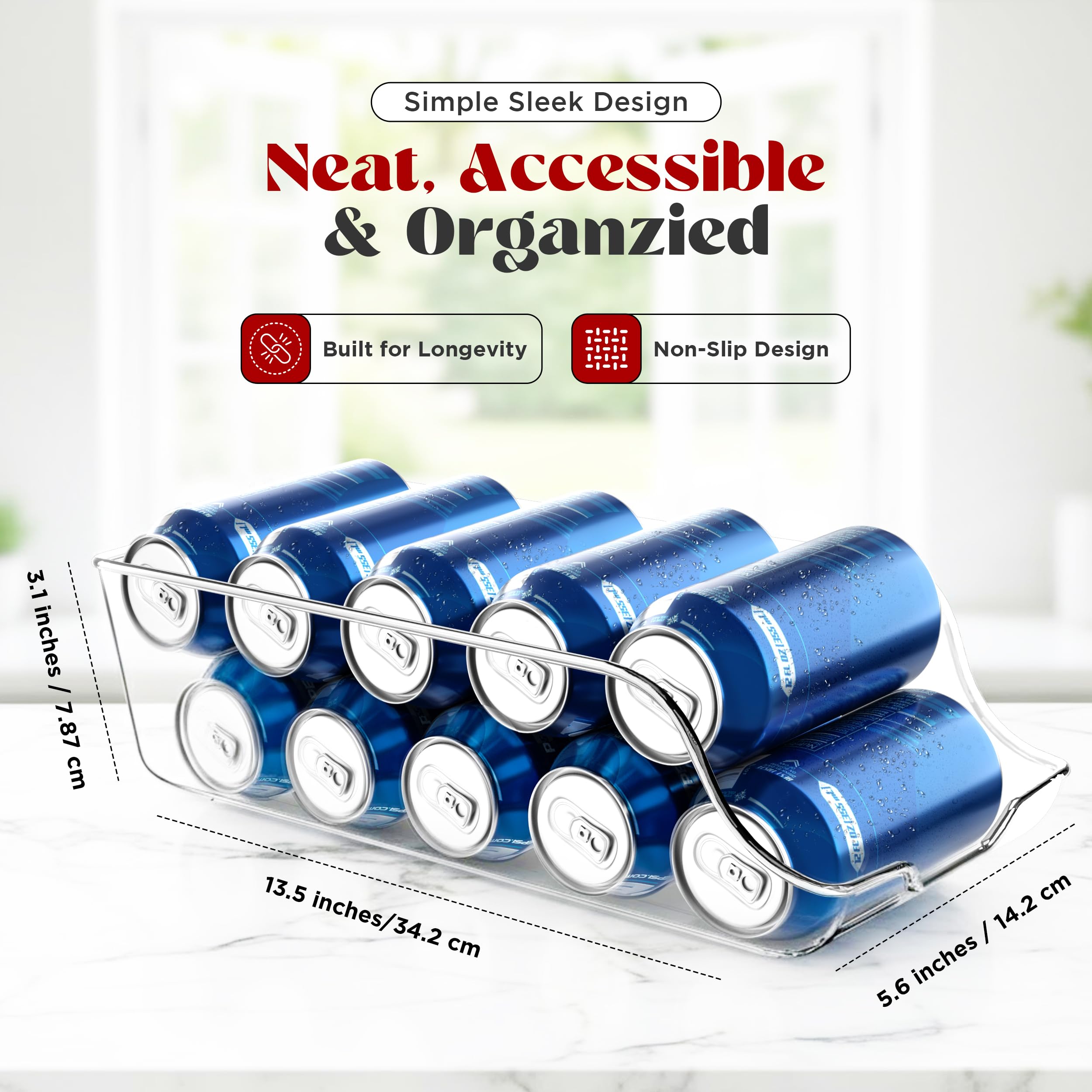Utopia Kitchen clear organizer showcasing two-layer design for organized beverage storage.