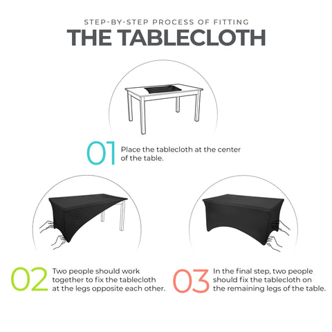 Utopia Kitchen Spandex tablecloth 2-pack folded for quick setup and reuse