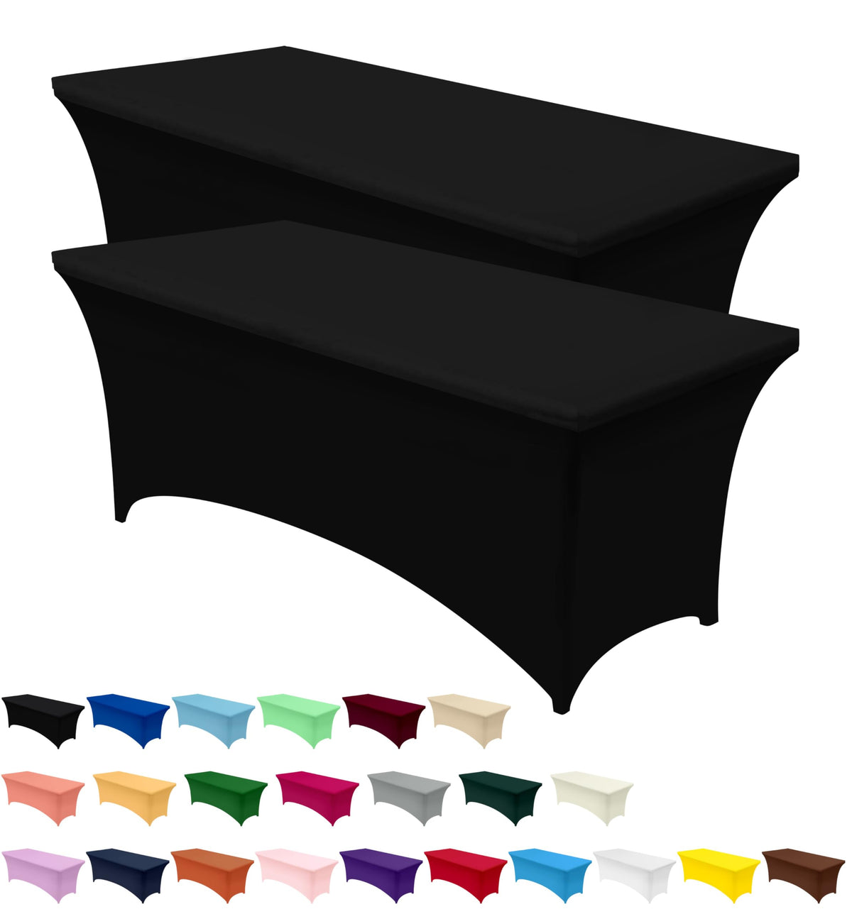 Utopia Kitchen spandex tablecloth 6ft black shows secure fit and smooth surface