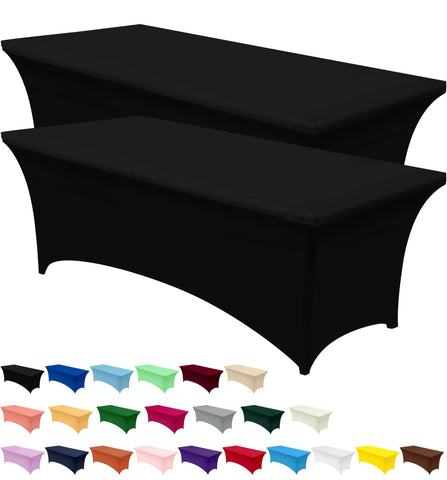 Utopia Kitchen Spandex Tablecloth fold shows clean storage-friendly black finish