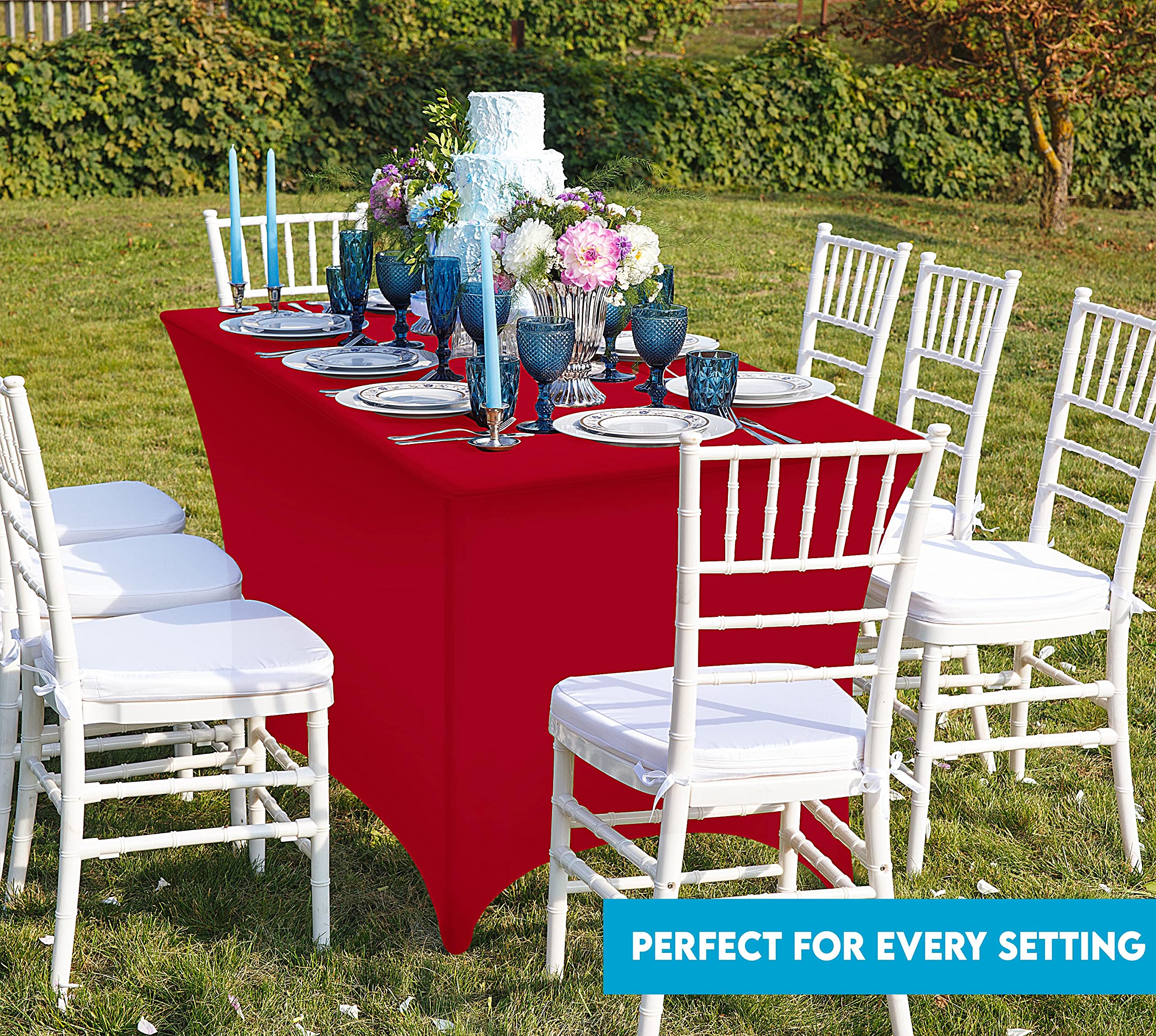 Utopia Kitchen Spandex tablecloth machine-washable for easy cleanup