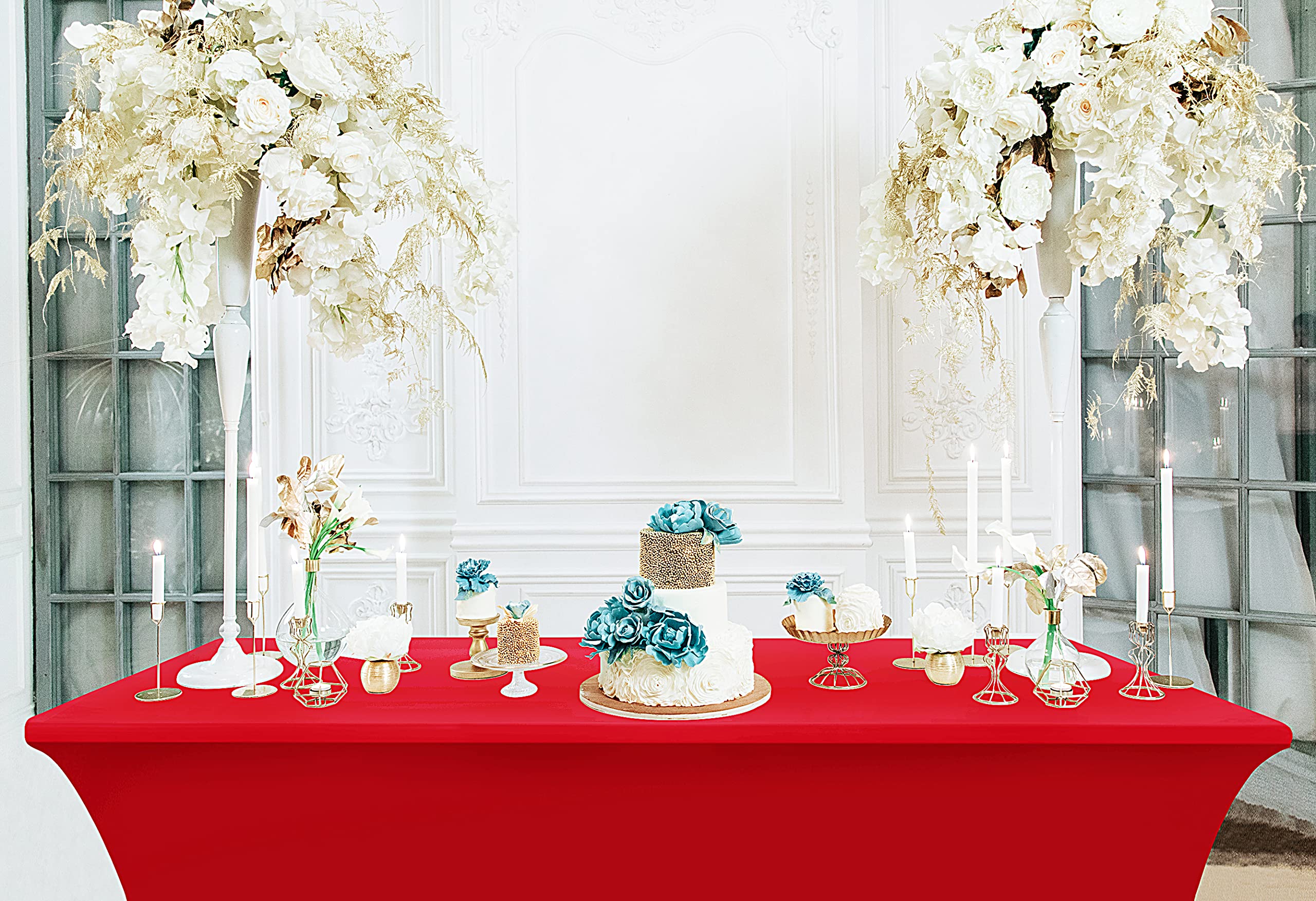 Utopia Kitchen Spandex tablecloth red tone enhances weddings and receptions