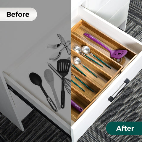 Utoplike Acacia drawer organizer easy to clean with damp cloth