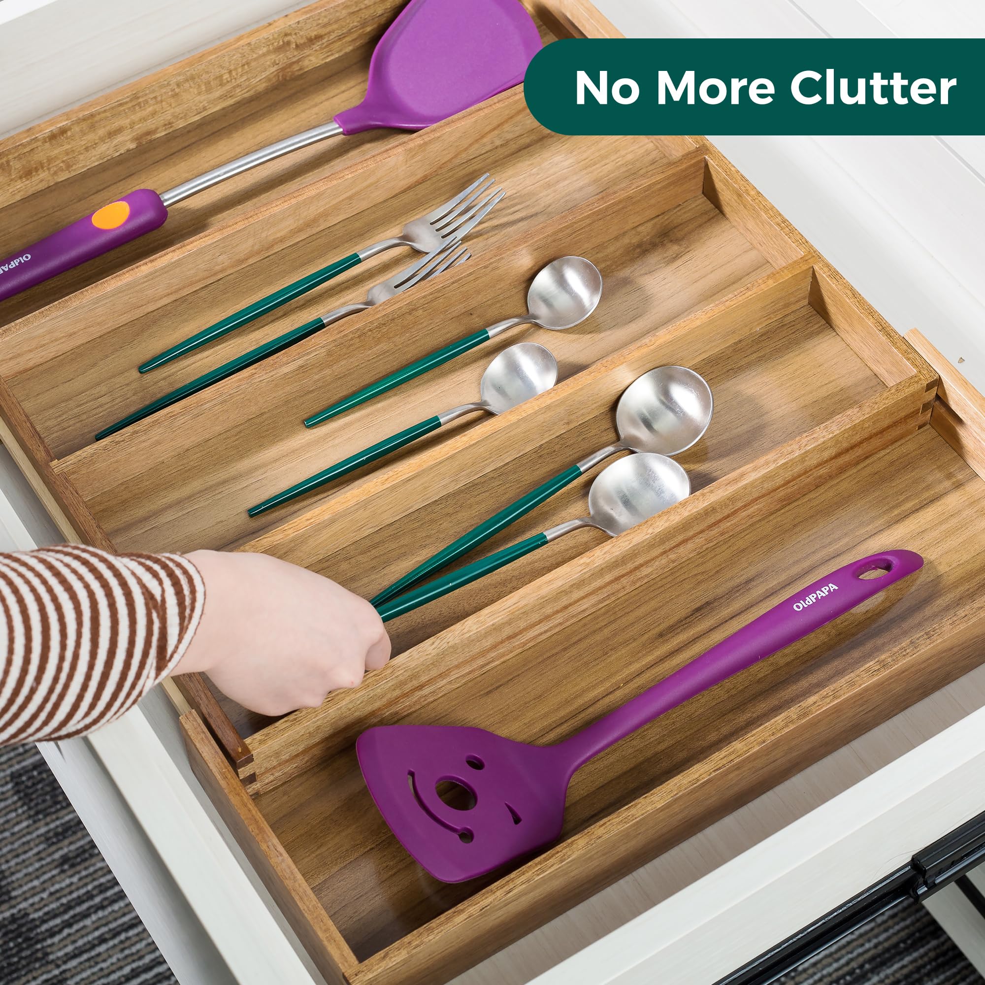 Utoplike Acacia organizer with large compartments for utensils and flatware