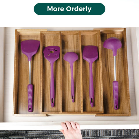 Utoplike Acacia silverware tray divider separating utensils neatly