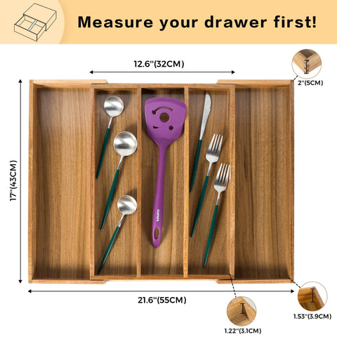 Utoplike Acacia wood organizer with durable joints for kitchen use