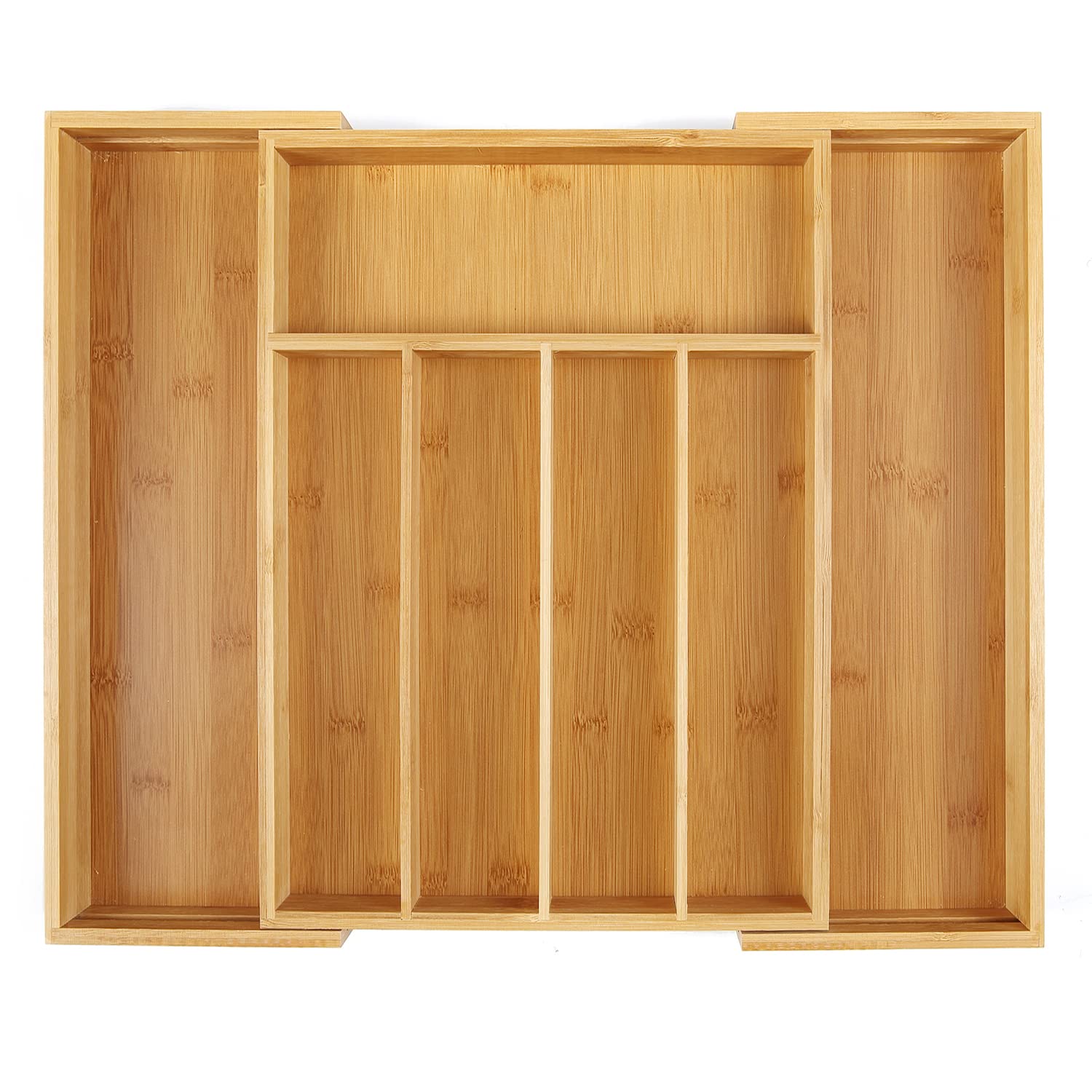 Utoplike bamboo cutlery tray front view keeps utensils neatly organized