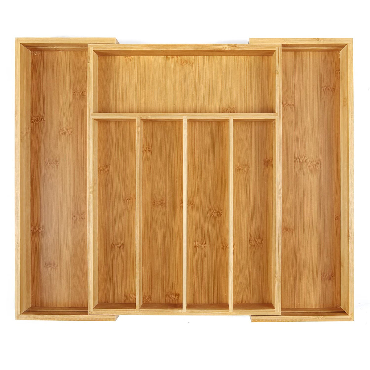 Utoplike bamboo cutlery tray front view keeps utensils neatly organized