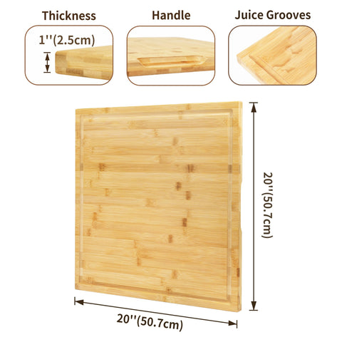 Utoplike bamboo cutting board 1-inch thick design resists warping with heavy use