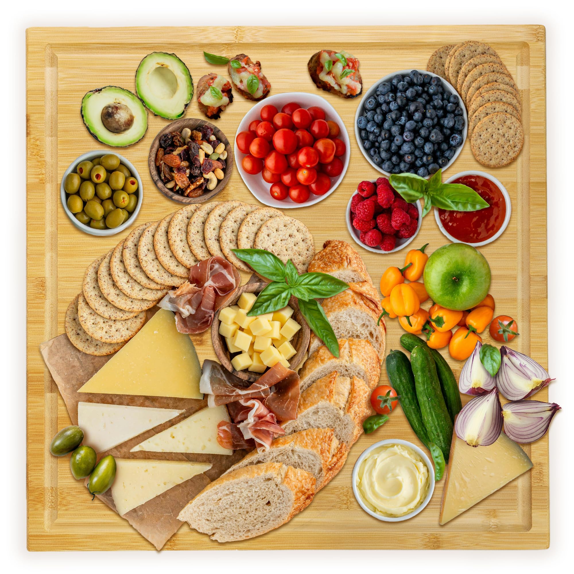 Utoplike bamboo cutting board easy-clean surface resists stains and odors