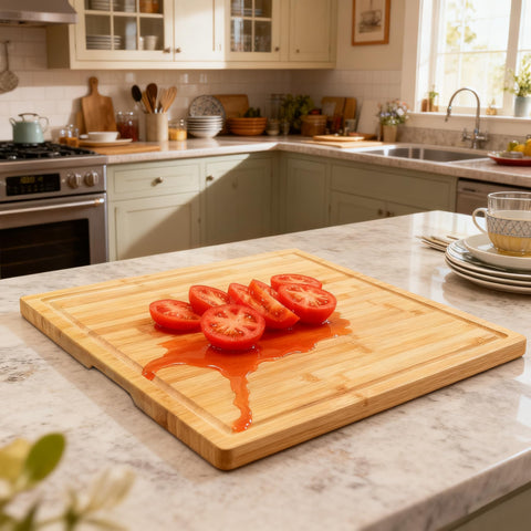Utoplike bamboo cutting board juice groove edge channels liquids for cleaner countertops