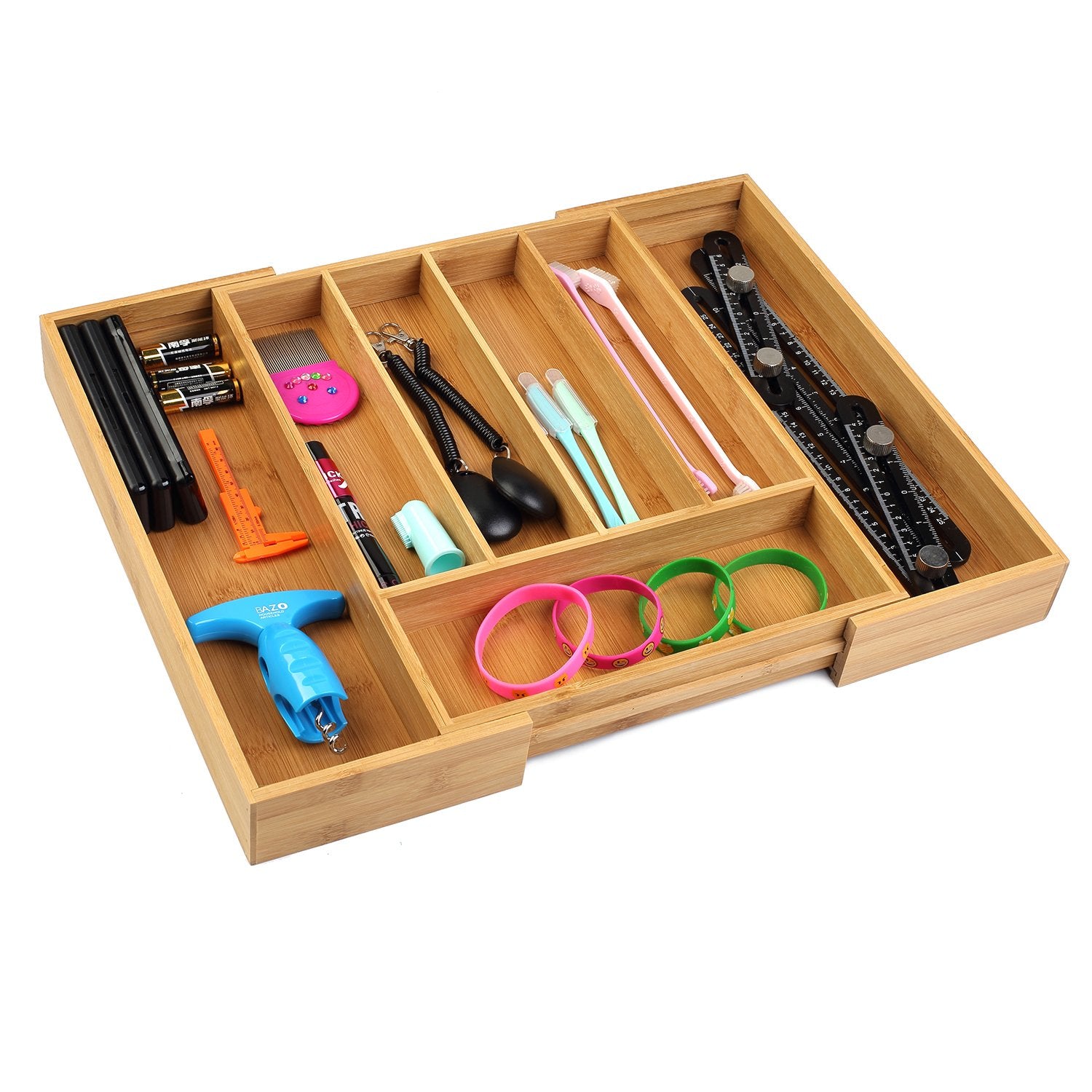 Utoplike bamboo drawer organizer supports office and crafts storage