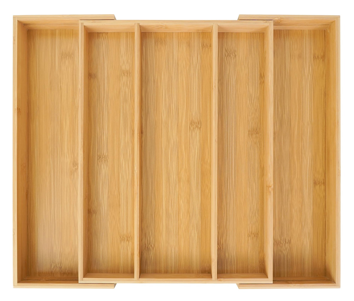 Utoplike bamboo expandable drawer organizer with five slots for tidy silverware