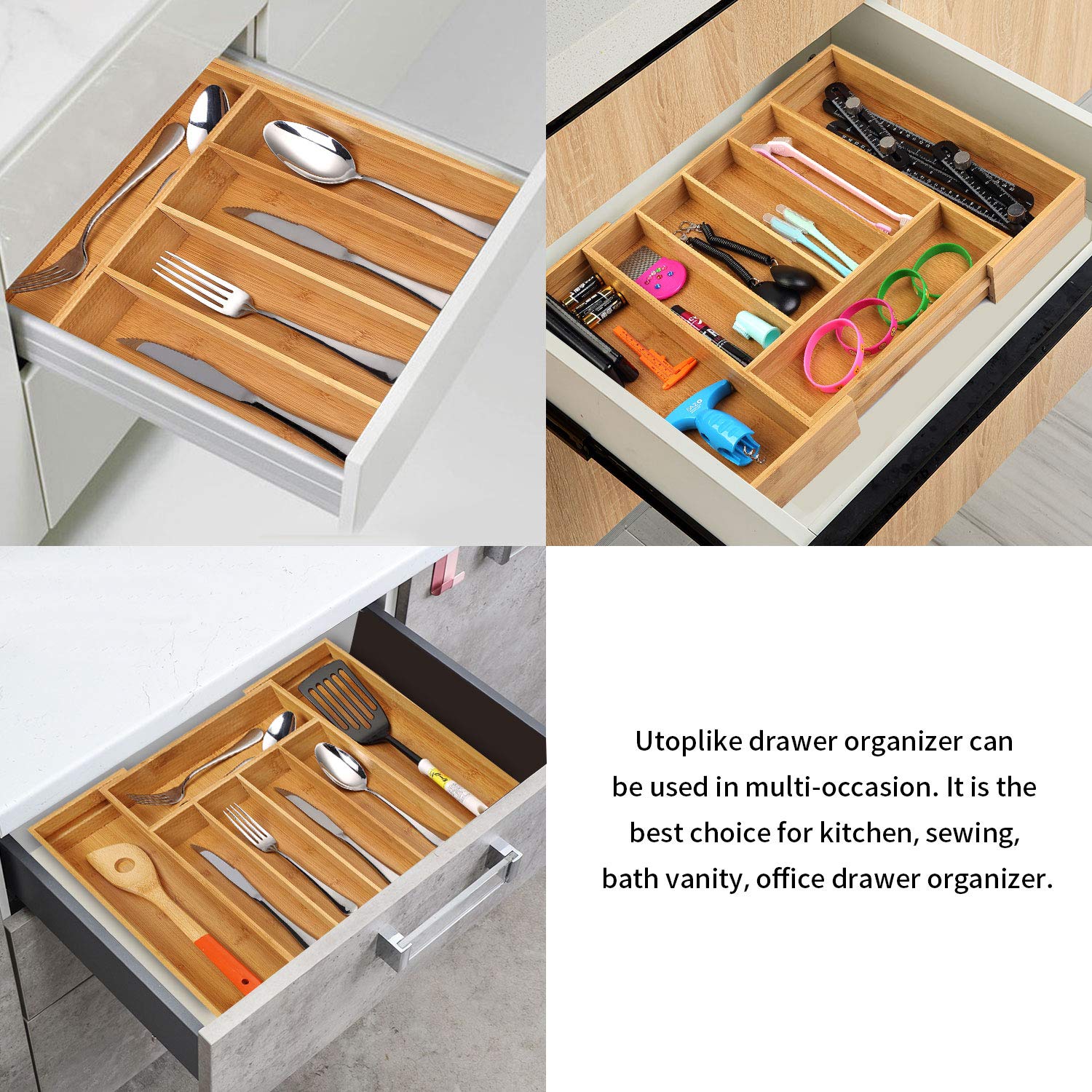 Utoplike bamboo tray knife-slot area shows space for sharper tools