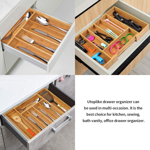 Utoplike bamboo tray knife-slot area shows space for sharper tools