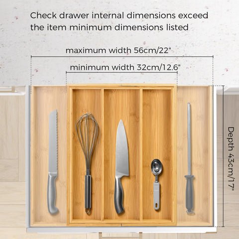 Utoplike silverware drawer divider optimizes space in a compact kitchen