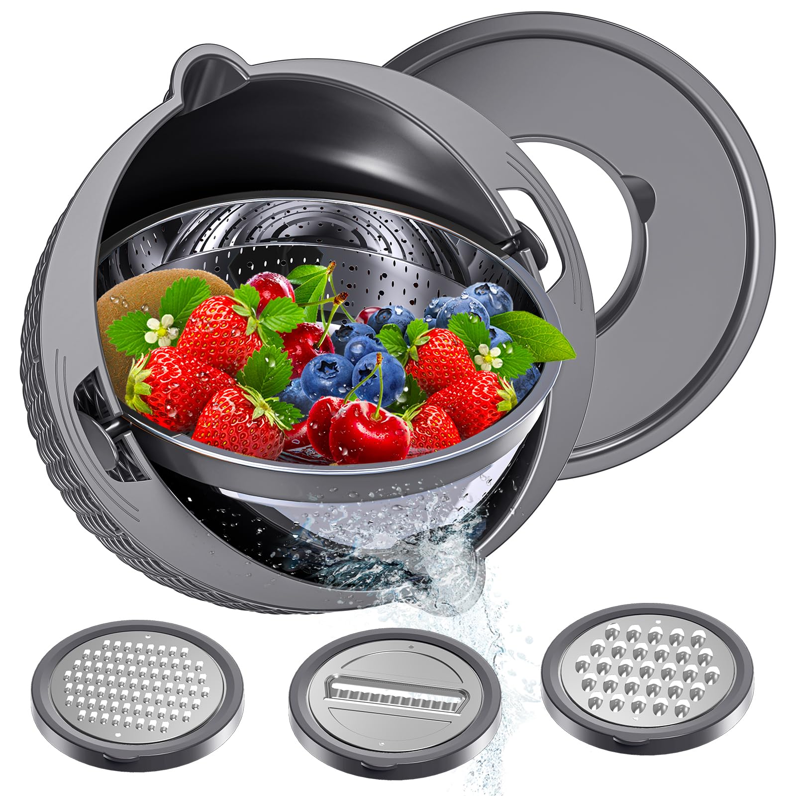 UTTKOJ 4-in-1 colander with mixing bowl, ideal for washing vegetables and draining pasta.