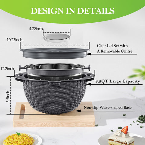 UTTKOJ pivoting colander drains efficiently with no spills.