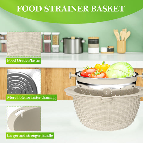UTTKOJ center-removable lid with graters for shredding cheese or vegetables.