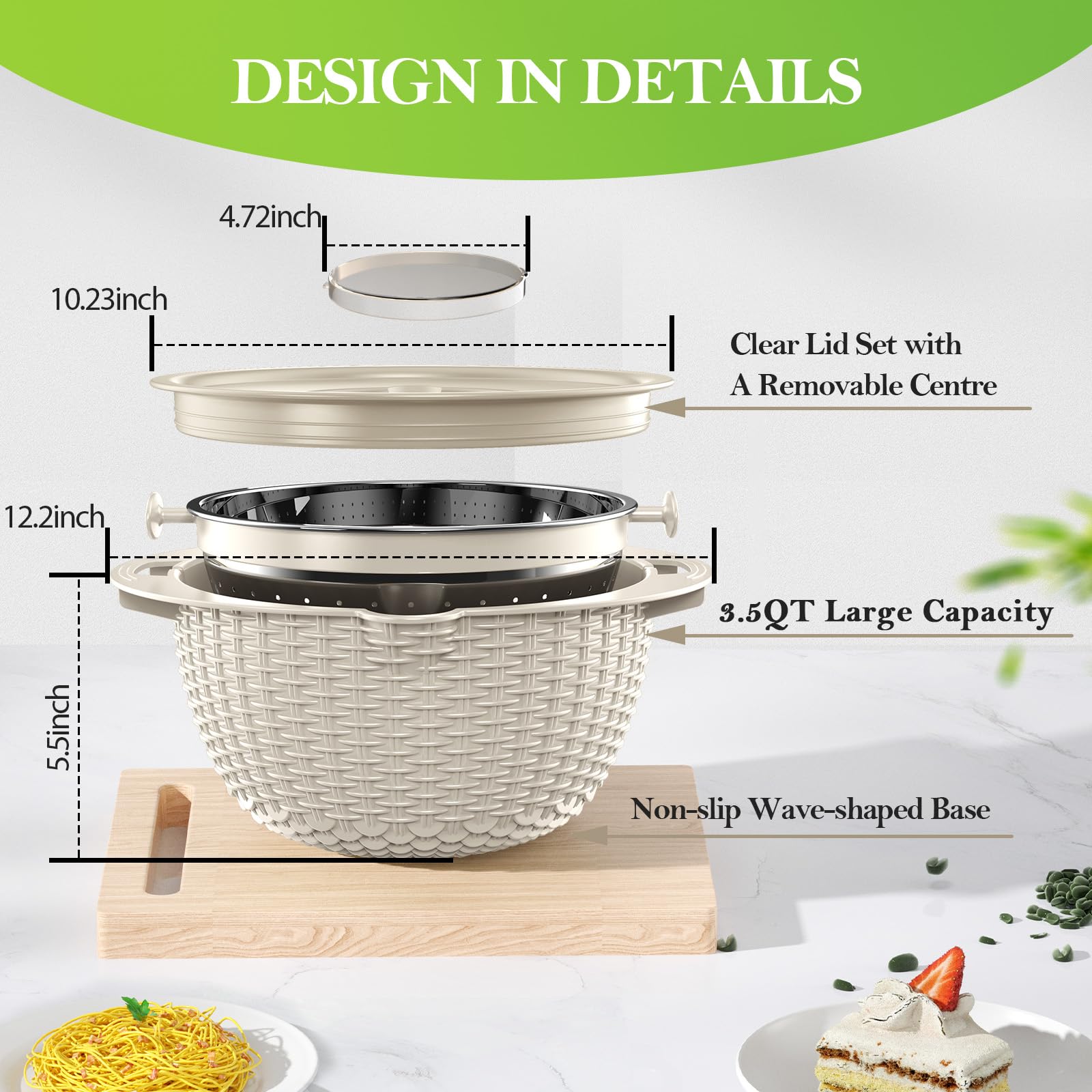 UTTKOJ 4QT plastic fruit bowl supports washing and draining berries, greens, and more.