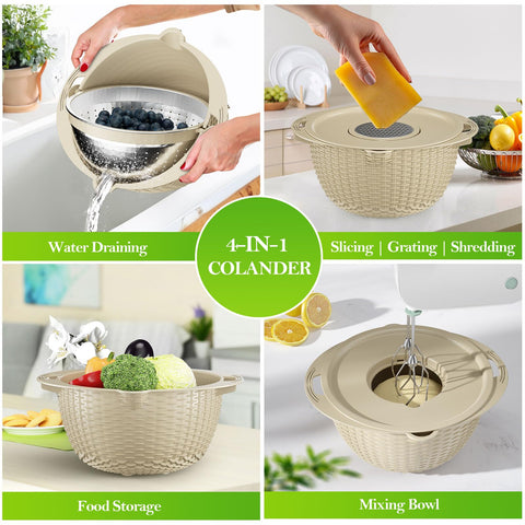 UTTKOJ rotatable strainer keeps liquid level steady while draining vegetables.