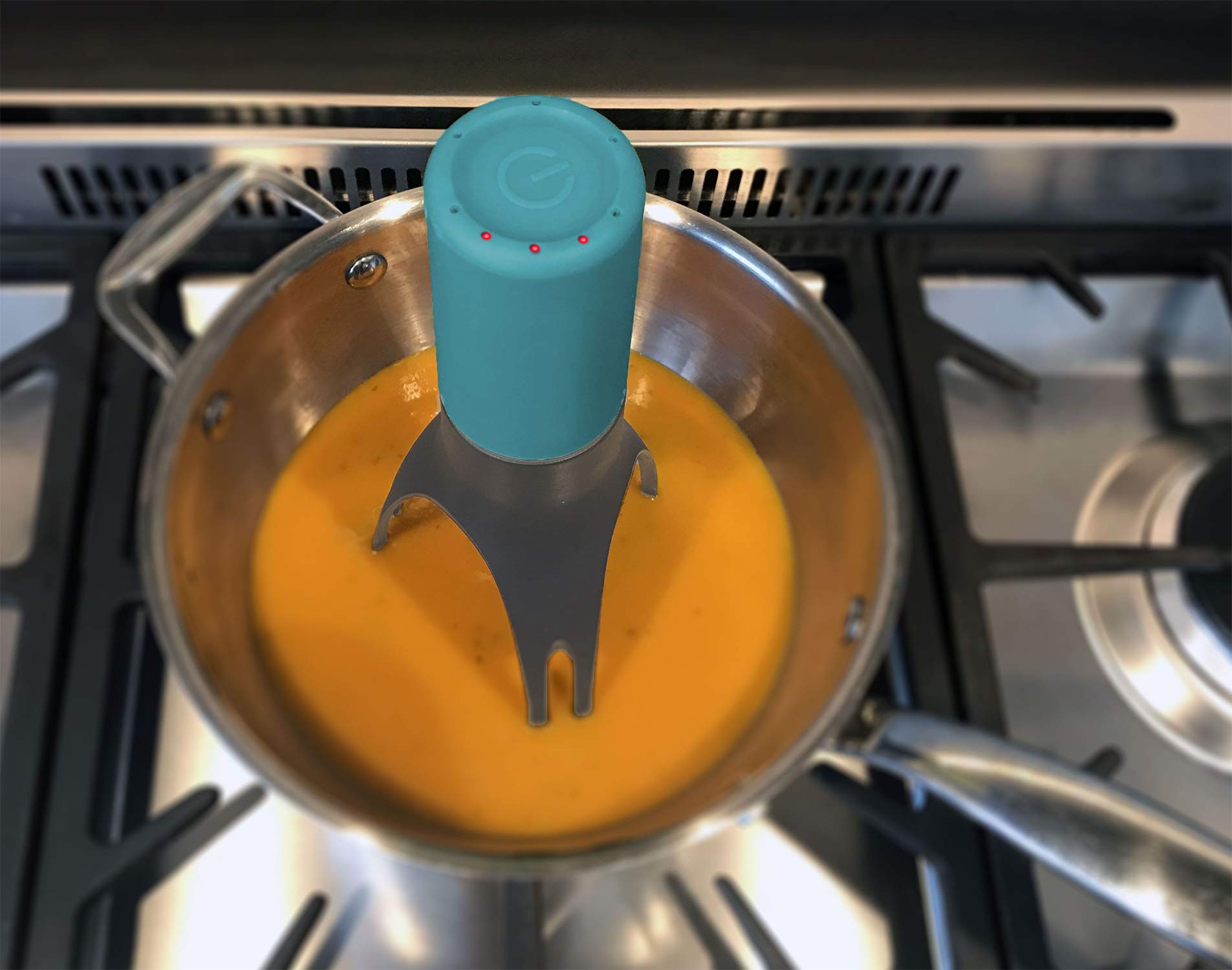Uutensil Stirr teal cordless operation saves space at the stove
